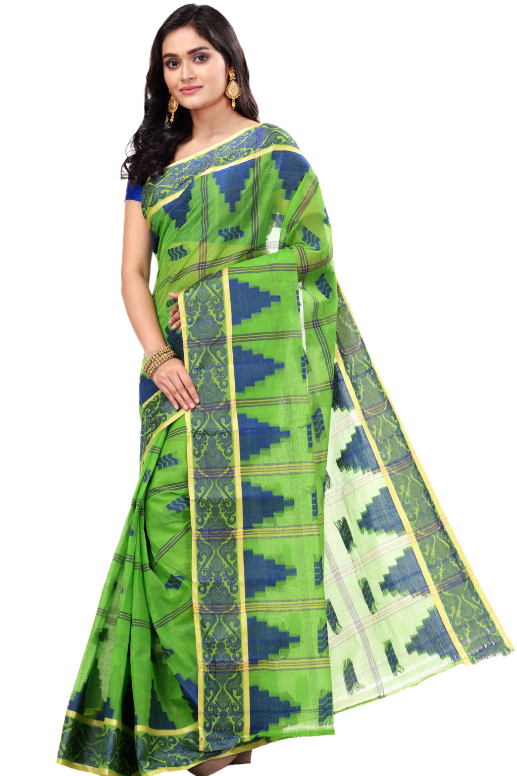 Green Pure Cotton Kamala Desiging Tant Saree (225)